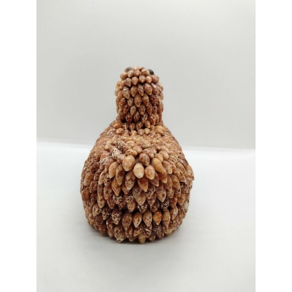 Handmade Shell Folk Art Chicken Duck Lidded Trinket Dish Figural Brown Vtg READ - Picture 4 of 8